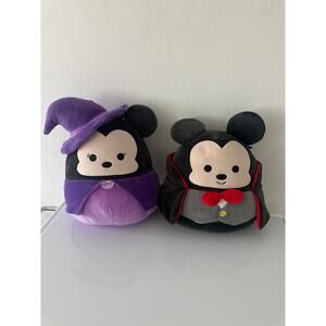 SQUISHMALLOWS Disney Mickey Dracula & Minnie Witch Plush SET Halloween 14"